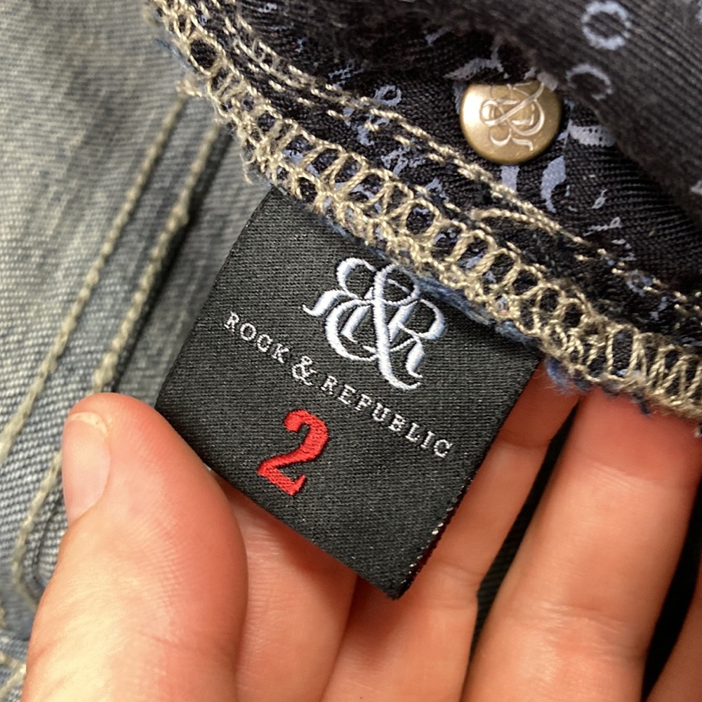 Rock & Republic Blue Kasandra Bling Pocket Jeans Women's Size 2 - Picture 10 of 16